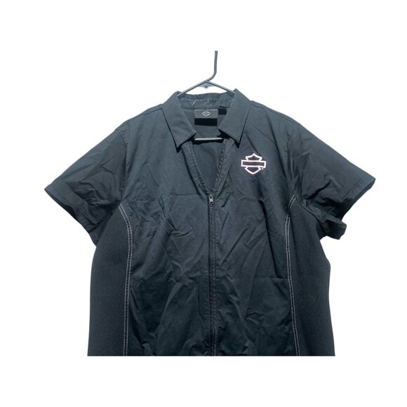 Harley Davidson Moto Full Zip Top Women 2W Black Pink Bow Logo Biker Fitted Punk - Picture 5 of 12